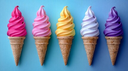 Colorful ice cream cones with sprinkles and berries epitomize the concept of frozen desserts, symbolizing celebrations and embodying the vibrant spirit of sweet treats and desserts in a visually
