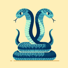 Fototapeta premium flat illustration of 2 cobra snakes
