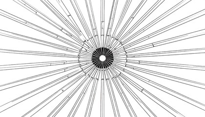 Obraz premium Abstract monochrome radial lines radiating from a central point design