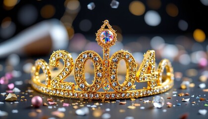 glitter tiara and party favor, new year's eve, no people, no text, no logo