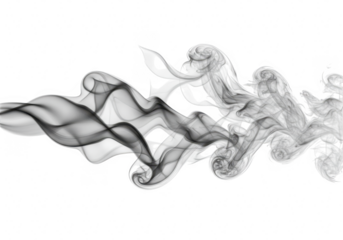 Abstract smoke wisps and swirls isolated on transparent background