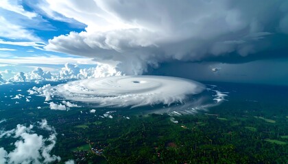 Rotating storm system aerial view