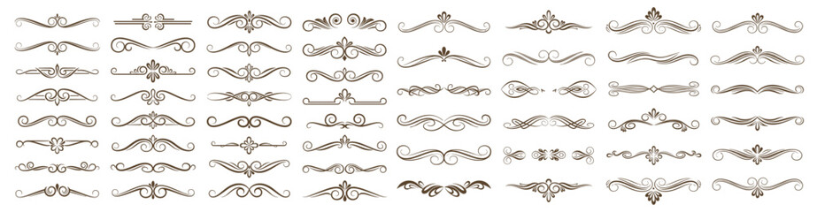 Elegant Decorative Divider Collection, Ornate Line Separators, Flourish Scroll Elements Set, Whimsical Accent Embellishments, Art Page Decoration