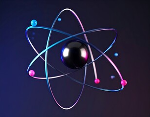 Abstract atom graphic.  Vibrant 3D model