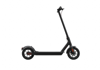 Black electric scooter isolated on transparent background