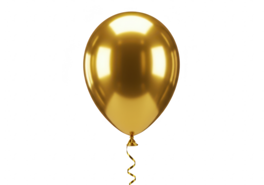 Shiny gold balloon isolated on transparent background