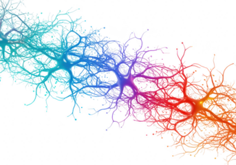 Colorful abstract neuron network on transparent background