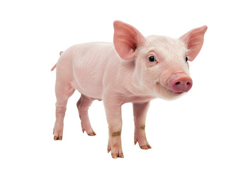 Cute piglet isolated on transparent background