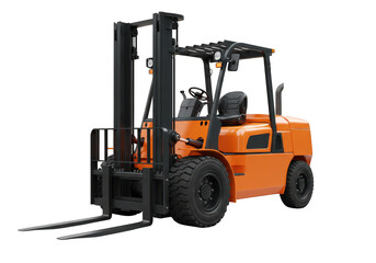 Orange forklift truck isolated on transparent background