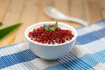 Sweet red sago pearl dessert
