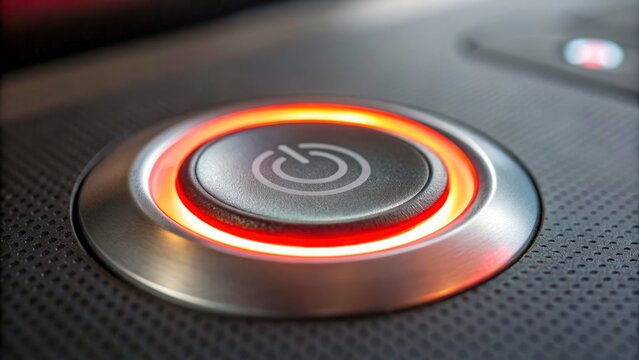 Power button symbolizes integration of cybersecurity in 5G technology for critical infrastructure, ensuring safety and efficiency