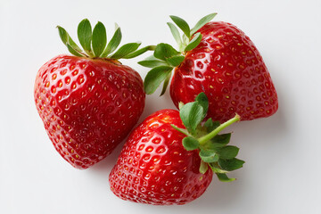 Fresh Ripe Strawberries on White Background