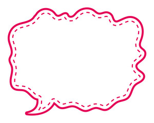 シンプルな点線付き吹き出し　柔らかい線の雲形