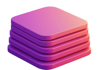 Stack of rounded squares with gradient isolated on transparent background