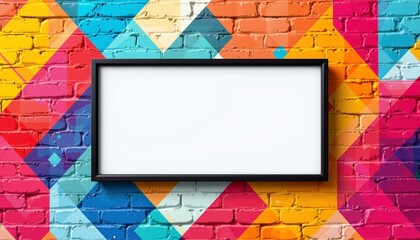 blank wall banner mockup with geometric print