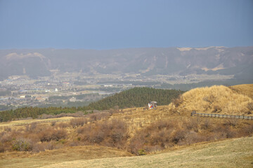 Fototapeta premium March 25 2025 Scenic Landscape with Vast Sky and Peaceful Countryside Fields, Japan