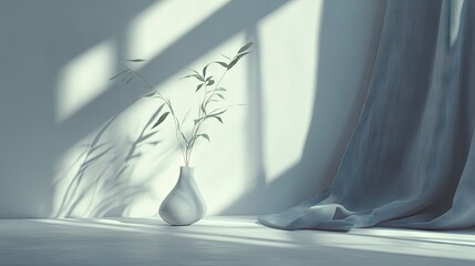 Sunlight streams through the window, casting shadows on a light-colored room.