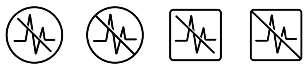 Audio, noise reduction, normalization icon set in black color on white background. ANC system signs collection. Audio, noise reduction normalization icon.. Active noise cancelling.  Vector 