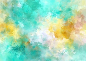 Obraz premium An abstract design featuring green pastel watercolor stains is set against a textured watercolor paper background ideal for templates and invitation cards