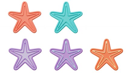 Colorful starfish shapes design elements