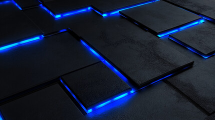 dynamic design of electric blue neon glowing