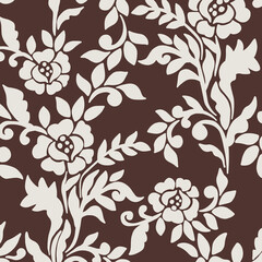 seamless floral pattern with brown background