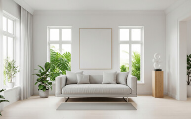 Bright Minimalist Living Space With White Walls