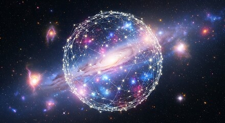 Conceptual depiction of the universe, interconnected galaxies and cosmic networks