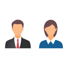Fototapeta premium Detailed business people icon set with diverse office workers in suits, suitable for business cards, reports, and infographics. Download high-resolution vector art, illustration, icon, clipart