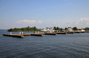 Landscape with boats on the lake