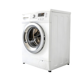 White Washing Machine: Modern Appliance Product Photo