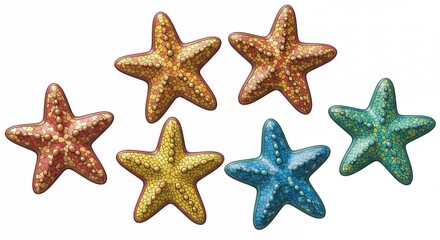 Colorful starfish decorative objects