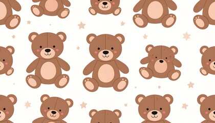 Naklejka premium Cute and cuddly teddy bears seamlessly pattern, perfect for childrens designs