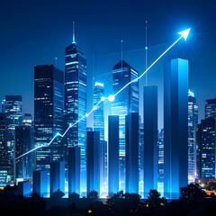 City skyline growth chart illustration