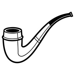 Outline illustration of a classic tobacco pipe isolated on white background