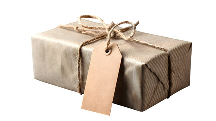Wrapped Gift with Tag, isolated on transparent background