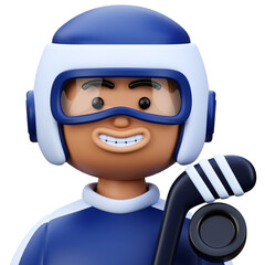 3d cartoon character of hockey player