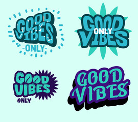 Good Vibes Typography Vector Illustration – Retro Vintage Bold Lettering Design for T-Shirt, Poster, Sticker, Sublimation, Positive Quote Print, Aesthetic 70s Style Graphic Art, Motivational Trendy Ph