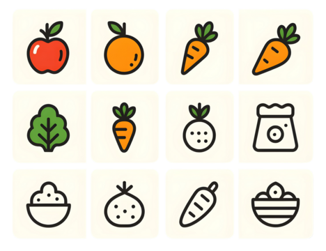 Autumn fruits  Icon Grid