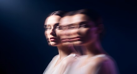 Double Exposure Portrait of a Woman with a Blurred Effect
