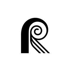 Art deco R letter logo vector