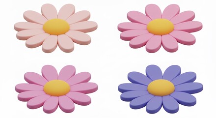 Colorful daisy flower decorative elements
