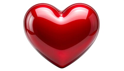 Fototapeta premium Glossy red heart on white background