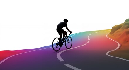 Obraz premium Silhouette cyclist on colorful road