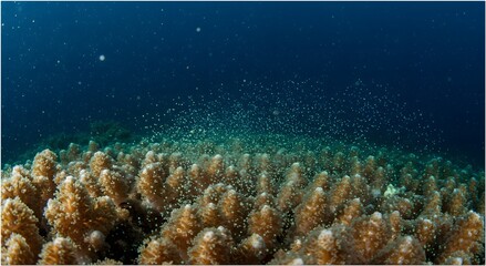 Fototapeta premium Coral Spawning Event Indonesia Reef Reproduction Marine Biology Underwater Macro Photography