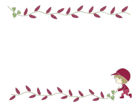 芋ほりをする子供のフレーム