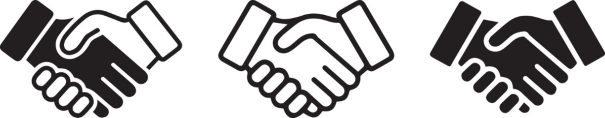 Two handshake icons one solid one outline