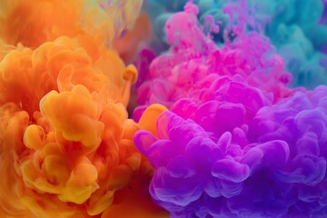 Colorful Ink Clouds in Water, Abstract Background.