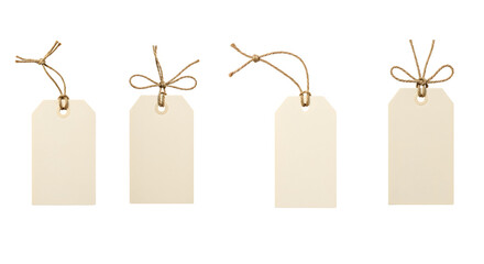 Blank kraft gift tags with jute twine for packaging and crafts