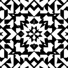 Black & transparent Geometric Star Pattern — Symmetrical Eight-Point Kaleidoscope Layers Radiating from Center, Square Composition, High-Contrast Abstract Background